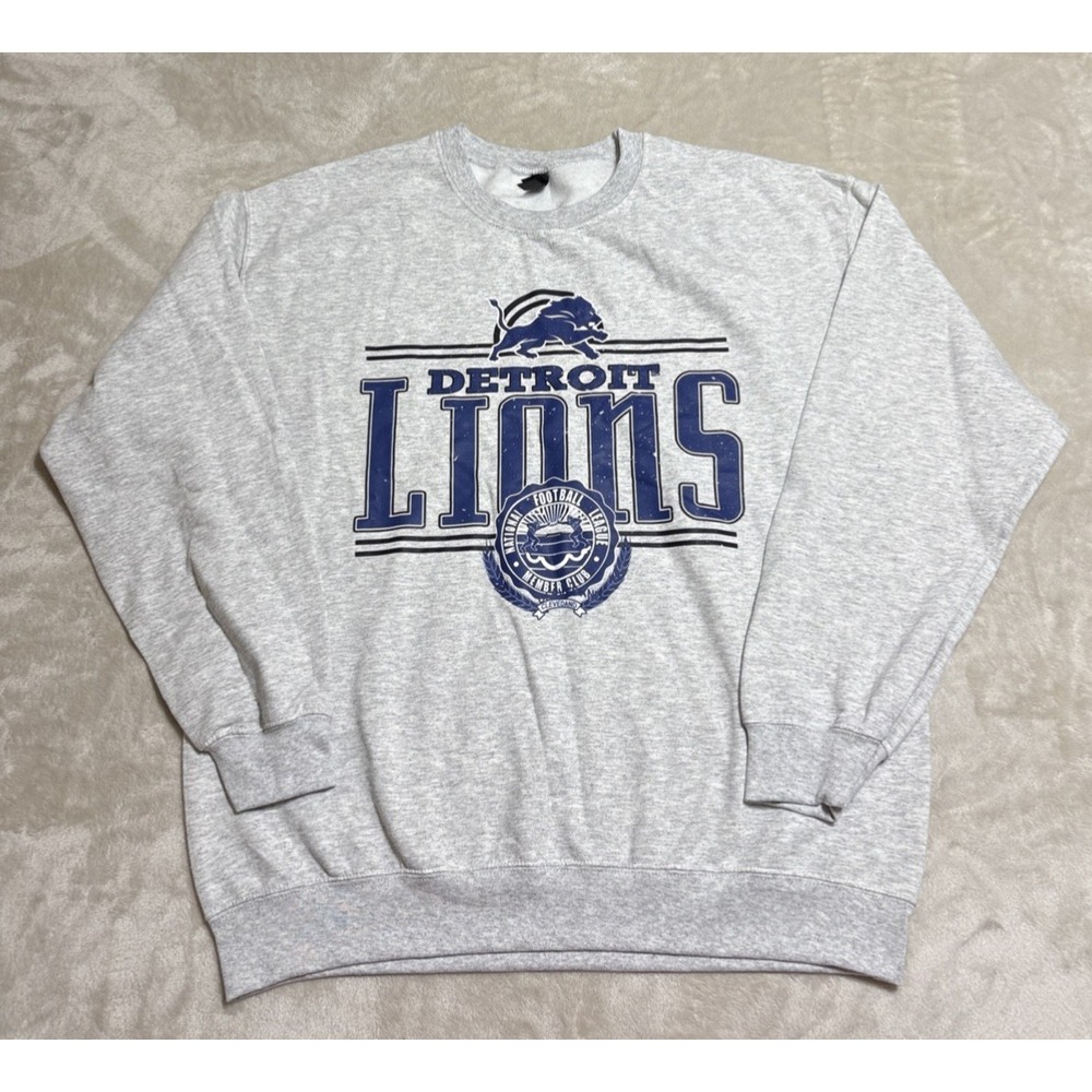 NEW Detroit Lions NFL Sweatshirt Mens Large Gray Gildan Heavy Blend Fleece
